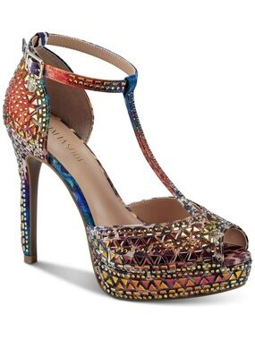 Thalia Sodi Multicolor Gemstone T-Strap Stiletto Heels